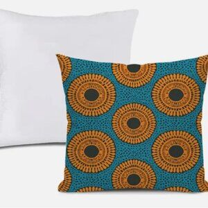 Roots and Radiance Blue and Orange Patterned Throw Pillow Cover